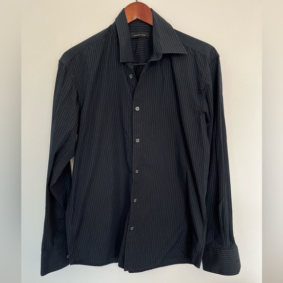 Selected Homme Men's Black Striped Shirt size medium - Picture 2 of 6